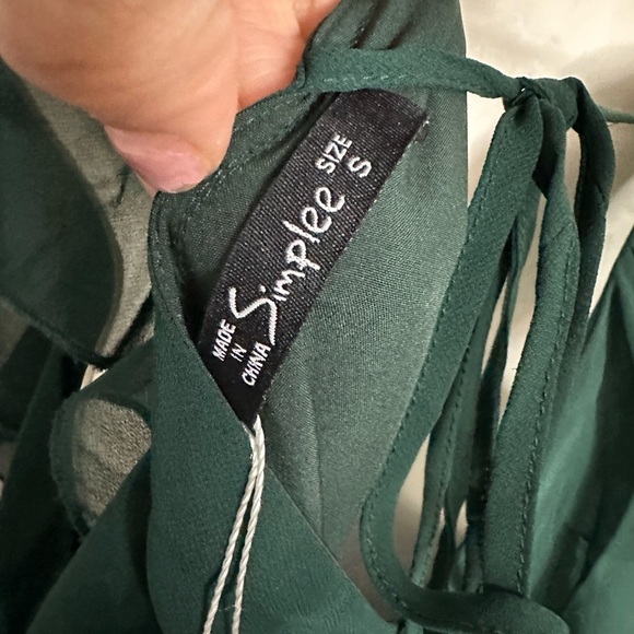 New! Simplee Solid Chiffon Wrap Formal Maxi Ruffle Split Dress SMALL - Picture 13 of 15